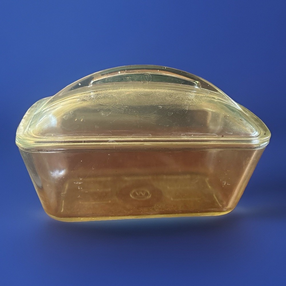 Vintage Westinghouse Clear Refrigerator Loaf Pan Glass Dish with Fin Lid‎